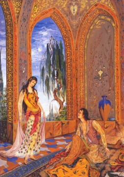 Fairy Tales Painting - Sueno de medianoche Persian Miniatures Fairy Tales